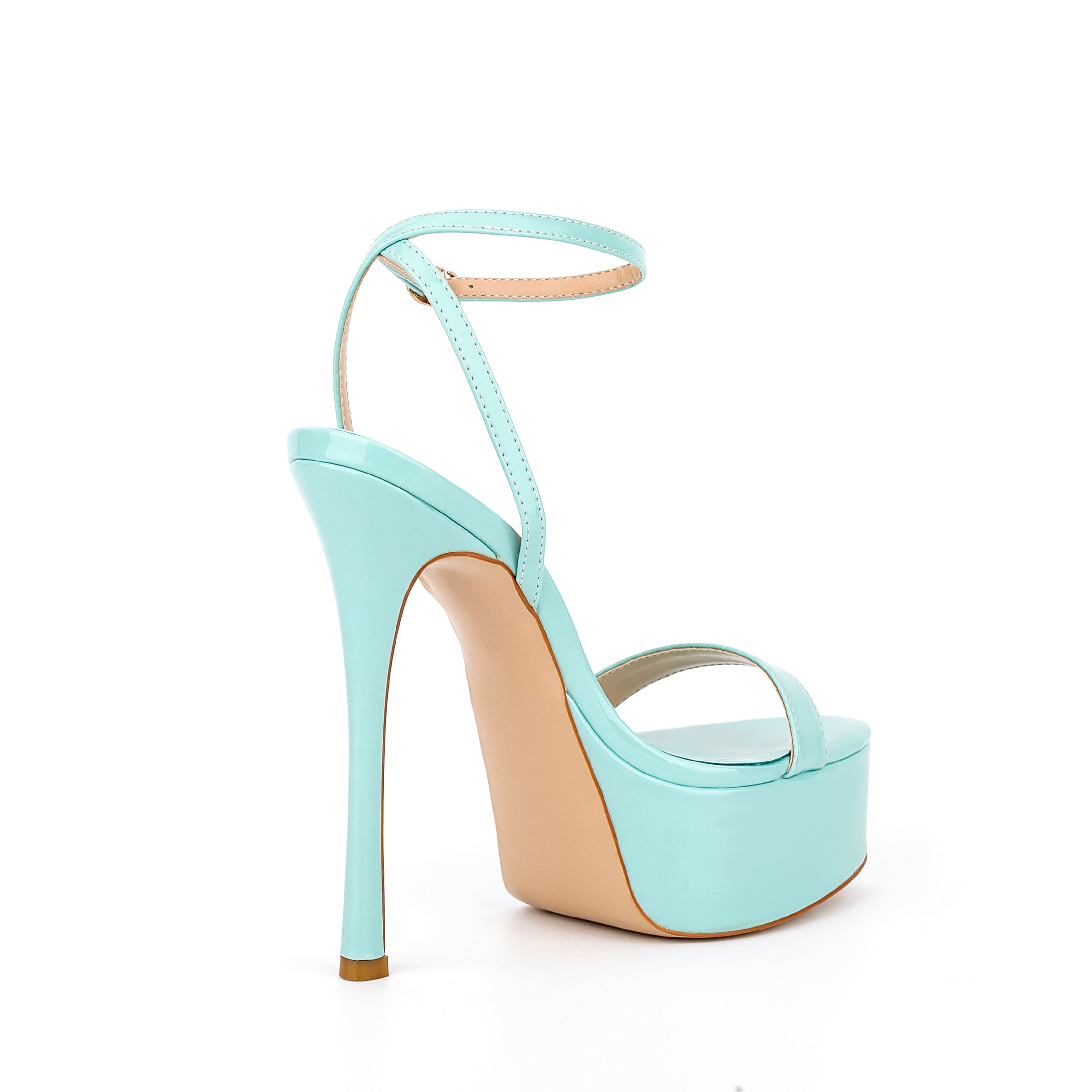 Light Blue Ankle Strap Platform Stiletto Heels 5