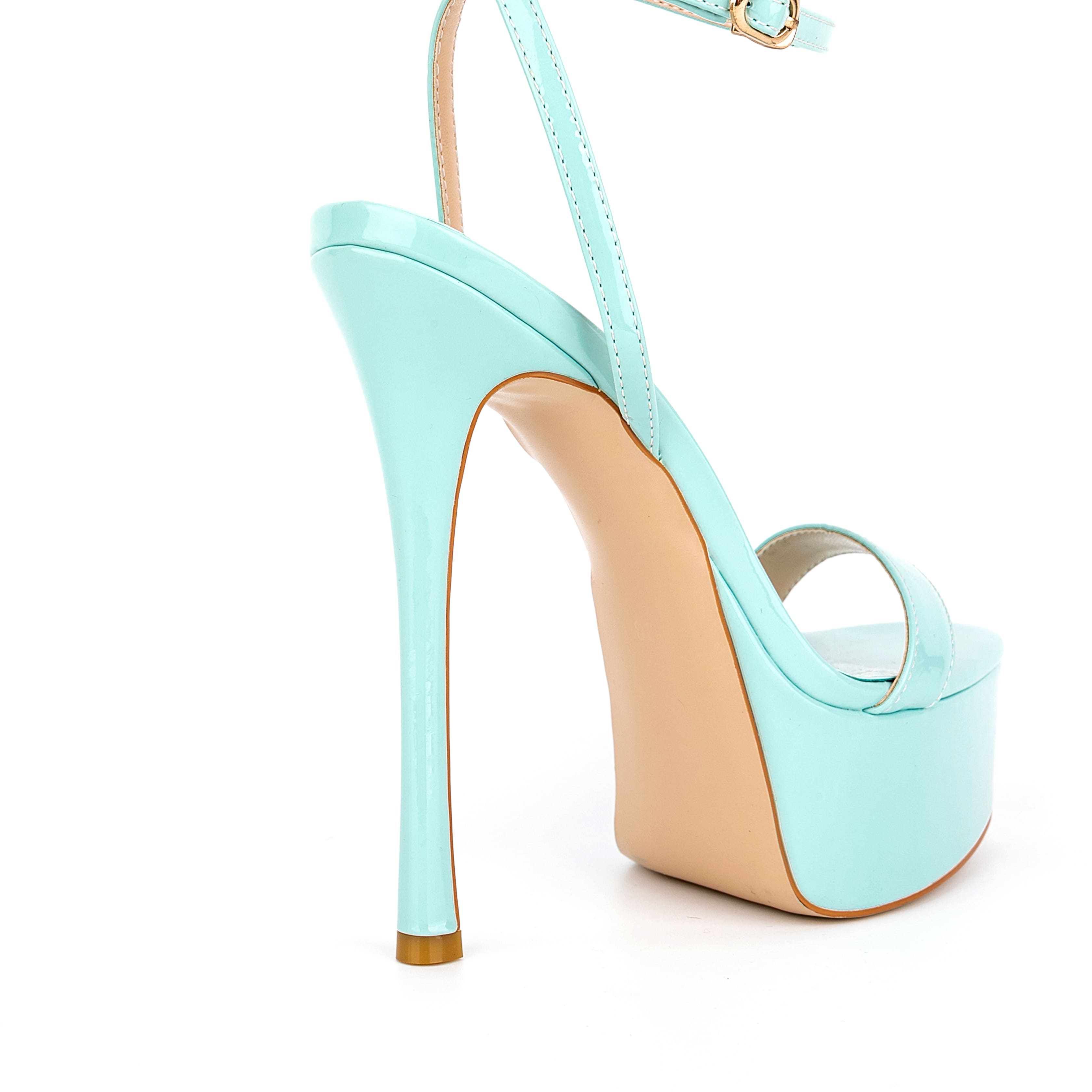 Light Blue Ankle Strap Platform Stiletto Heels 6