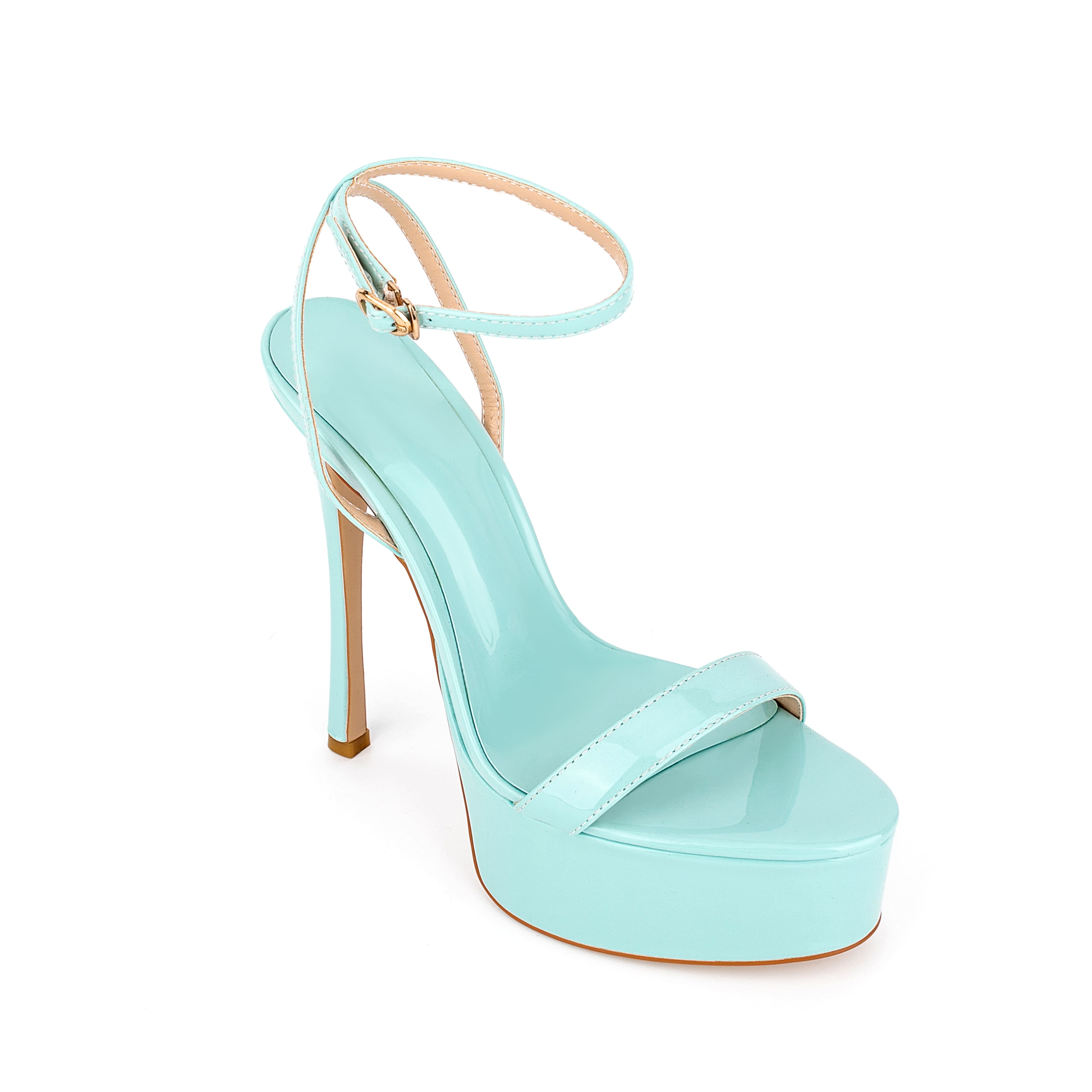 Light Blue Ankle Strap Platform Stiletto Heels 7