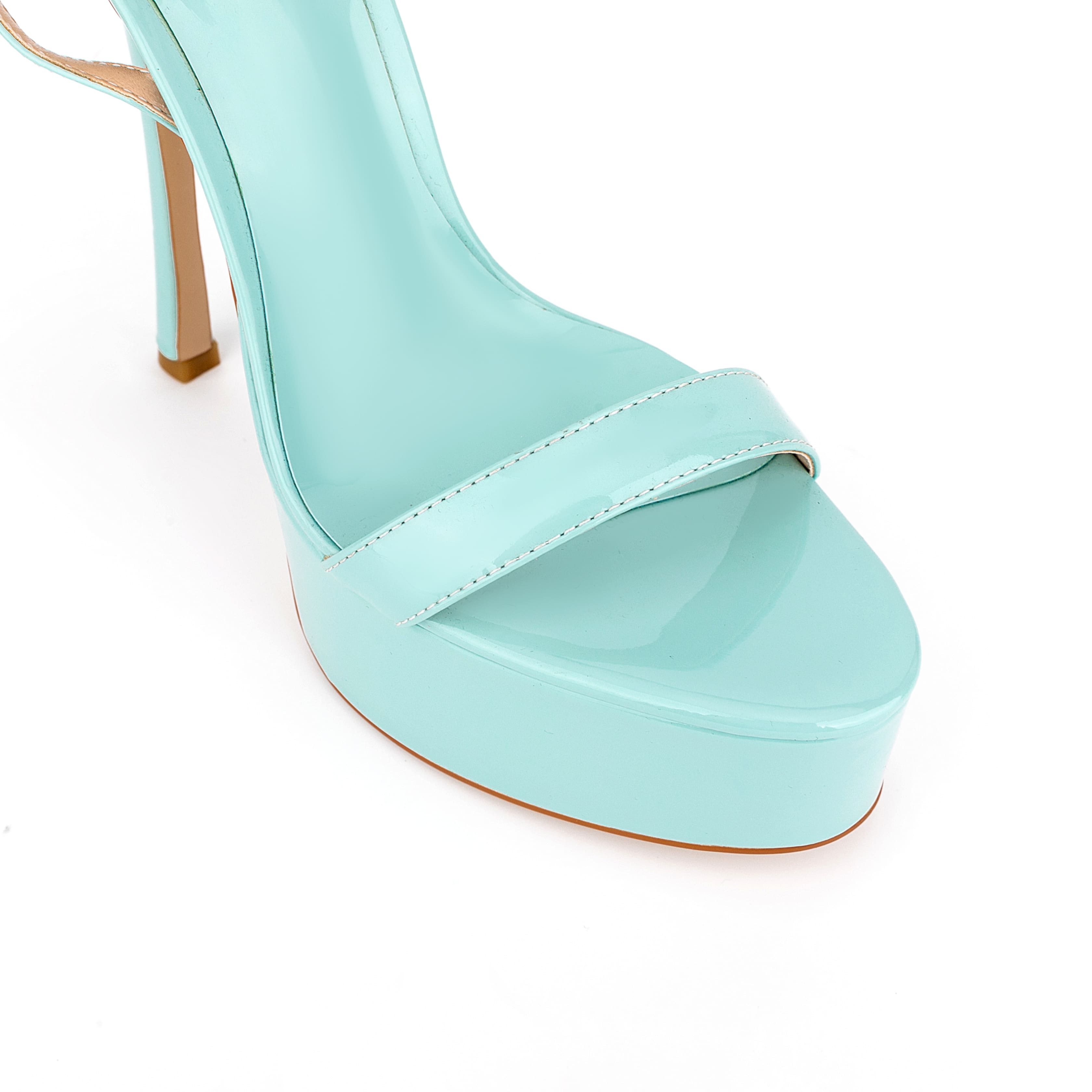 Light Blue Ankle Strap Platform Stiletto Heels 8