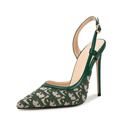 Slingback-Sandalen mit spitzer Zehenpartie und goldenem Paillettenbesatz, 5 Zoll Stilettoabsatz