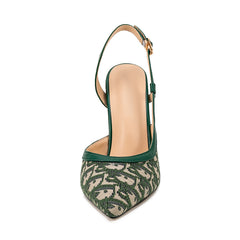 Slingback-Sandalen mit spitzer Zehenpartie und goldenem Paillettenbesatz, 5 Zoll Stilettoabsatz