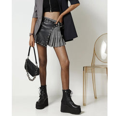Platform Wedge Heel Lace Up Ankle Black Buckle Boots