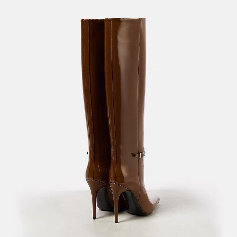 5 Zoll Overknee-Stiefel mit spitzer Zehenpartie und Stilettoabsatz