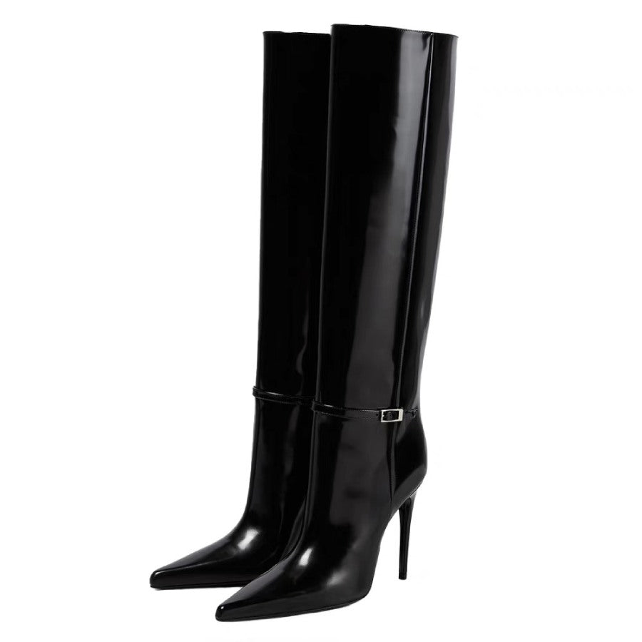 5 Zoll Overknee-Stiefel mit spitzer Zehenpartie und Stilettoabsatz