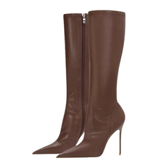 Bottines à talons aiguilles et bout ouvert à lacets