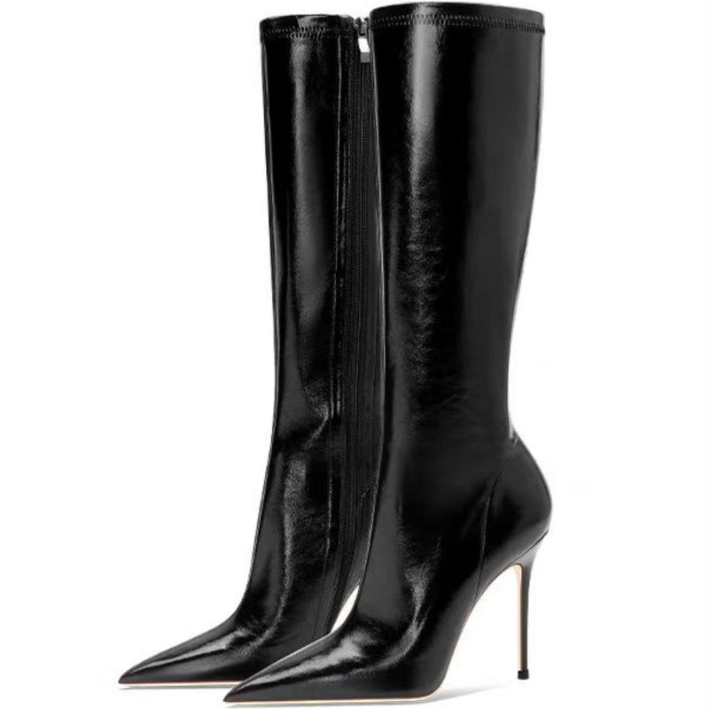 Bottines à talons aiguilles et bout ouvert à lacets
