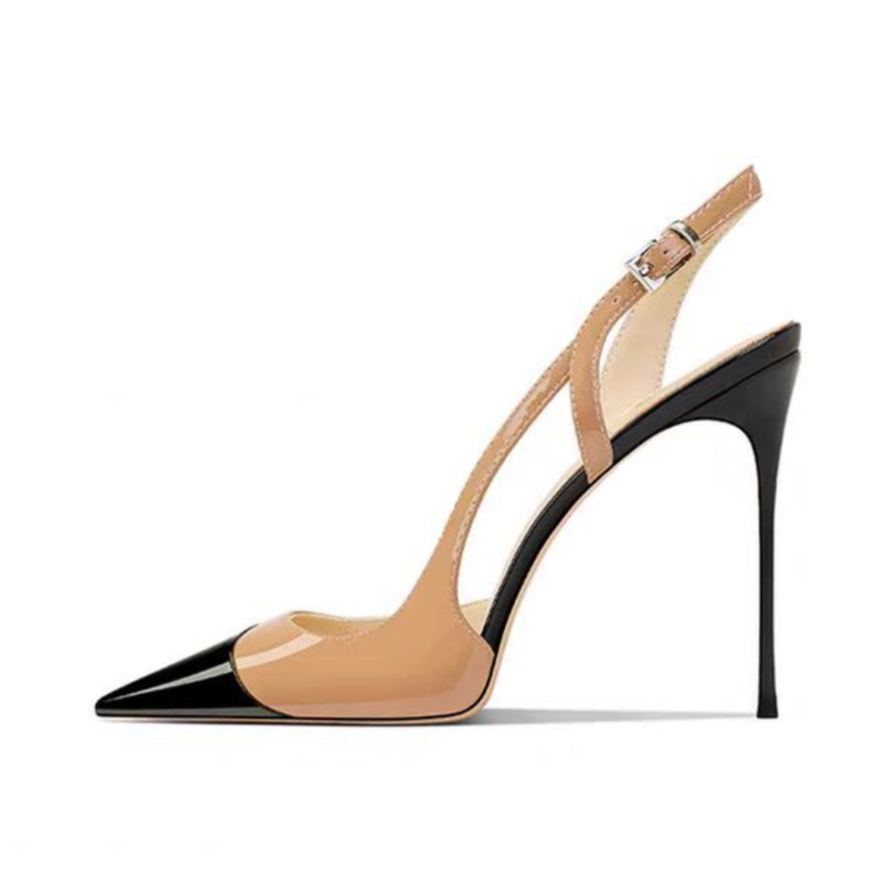 Escarpins à talons aiguilles et bout pointu en paillettes dorées de 5 pouces avec bride arrière