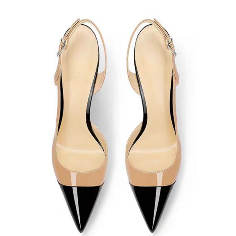 Escarpins à talons aiguilles et bout pointu en paillettes dorées de 5 pouces avec bride arrière