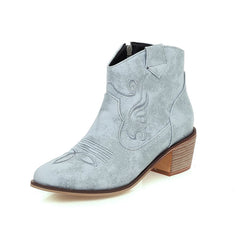 Vintage Cowgirl-Stiefeletten mit spitzer Zehenpartie und Blockabsatz