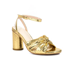 Sequined Round Toe Sandals with Block Heels Party Shoes