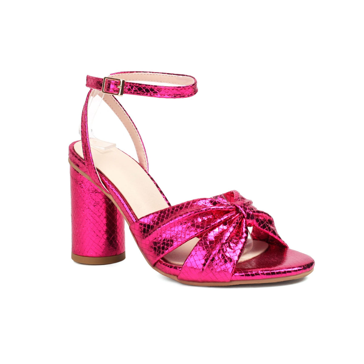 Sequined Round Toe Sandals with Block Heels Party Shoes