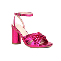 Sequined Round Toe Sandals with Block Heels Party Shoes