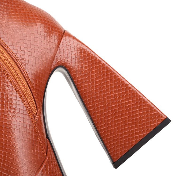 Bottines à talon carré et plateforme à imprimé peau de serpent