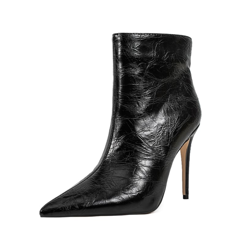 Soft Pointed Toe Texture Print Stiletto Heel Fashion Booties for Lady