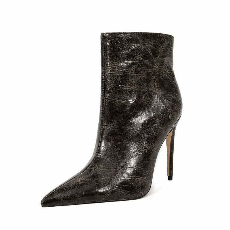 Soft Pointed Toe Texture Print Stiletto Heel Fashion Booties for Lady