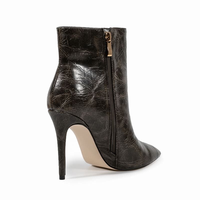 Soft Pointed Toe Texture Print Stiletto Heel Fashion Booties for Lady
