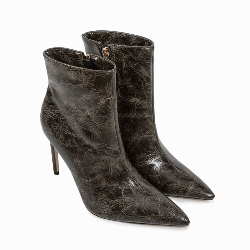 Soft Pointed Toe Texture Print Stiletto Heel Fashion Booties for Lady