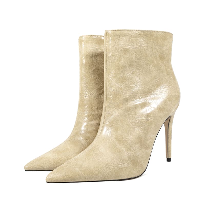 Soft Pointed Toe Texture Print Stiletto Heel Fashion Booties for Lady