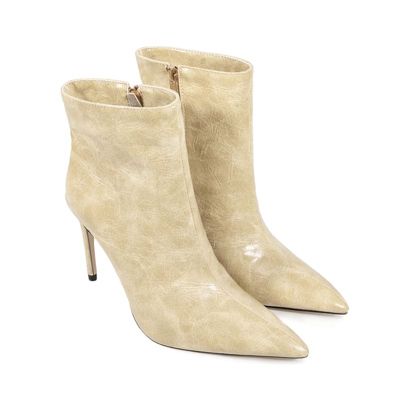 Soft Pointed Toe Texture Print Stiletto Heel Fashion Booties for Lady
