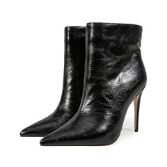 Soft Pointed Toe Texture Print Stiletto Heel Fashion Booties for Lady