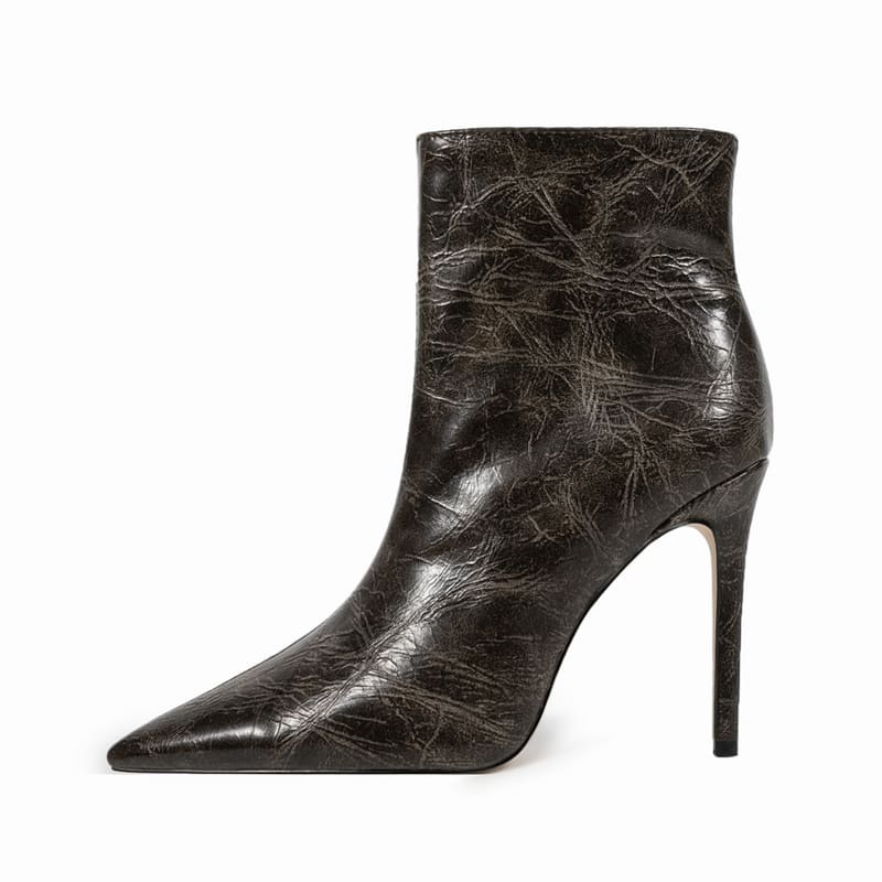 Soft Pointed Toe Texture Print Stiletto Heel Fashion Booties for Lady