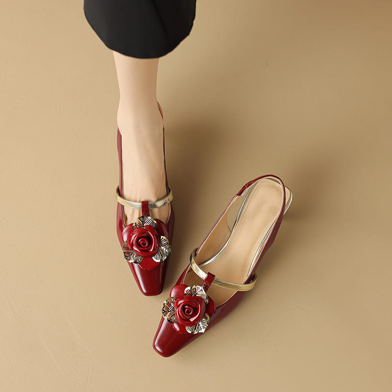 Slingback-Pumps mit quadratischer Zehenpartie und 2 Zoll Kitten Heel in Rose