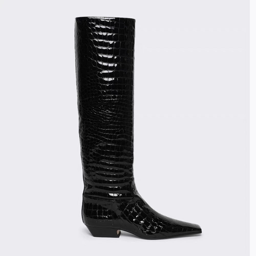 5 Zoll Overknee-Stiefel mit spitzer Zehenpartie und Stilettoabsatz