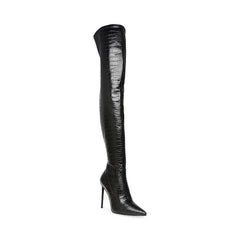 Stone Pattern Pointed Toe Stiletto Heel Thin High Boots Stretch Boots