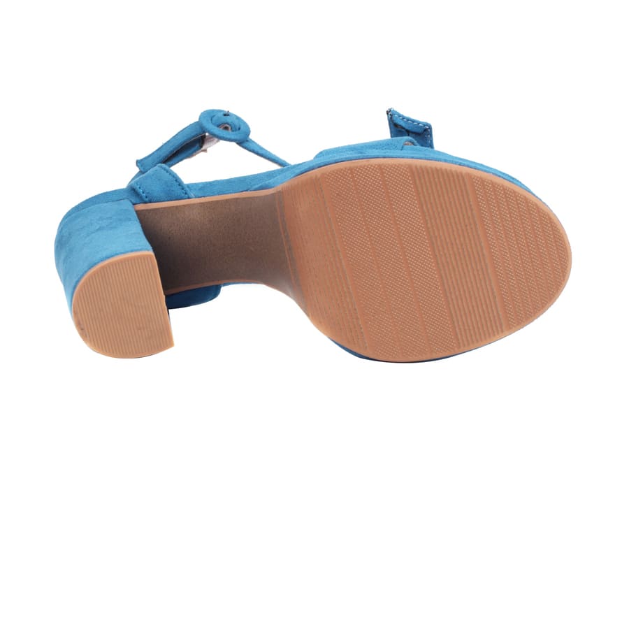 Sandalen aus Wildleder mit Knoten-Schleife, abgerundeter Zehenpartie, 5 Zoll dickem Absatz und Fesselriemchen