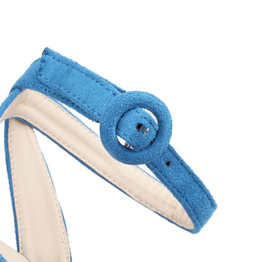 Sandalen aus Wildleder mit Knoten-Schleife, abgerundeter Zehenpartie, 5 Zoll dickem Absatz und Fesselriemchen