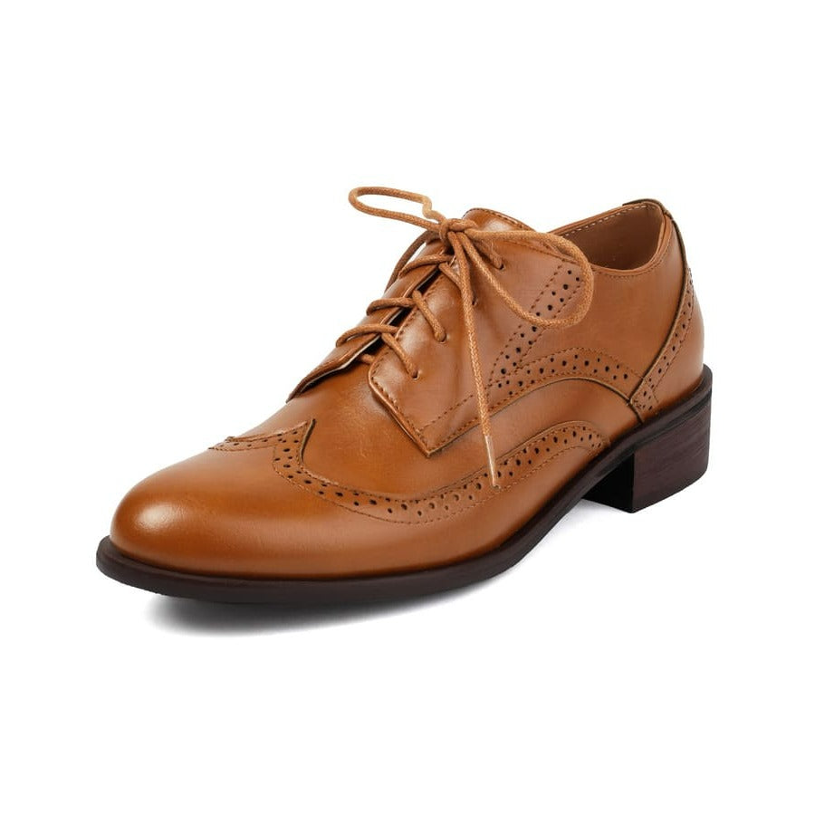 Vintage Lace-Up Block Heel Oxford Shoes for Women