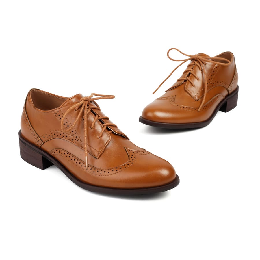 Vintage Lace-Up Block Heel Oxford Shoes for Women
