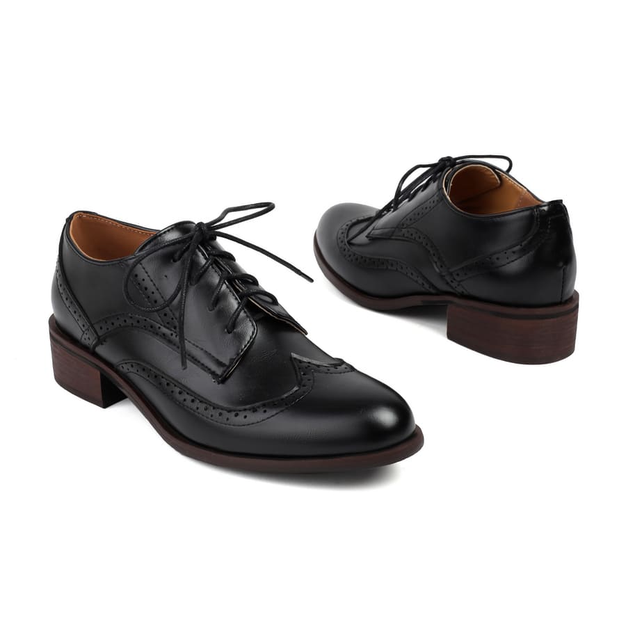 Vintage Lace-Up Block Heel Oxford Shoes for Women