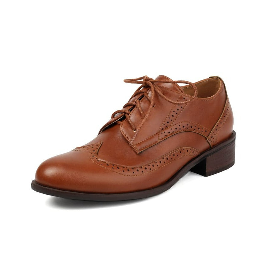 Vintage Lace-Up Block Heel Oxford Shoes for Women