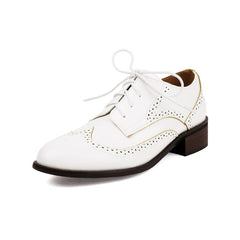 Vintage Lace-Up Block Heel Oxford Shoes for Women