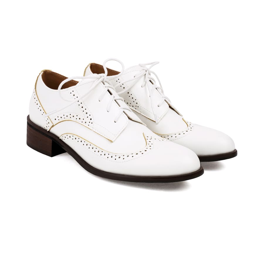 Vintage Lace-Up Block Heel Oxford Shoes for Women