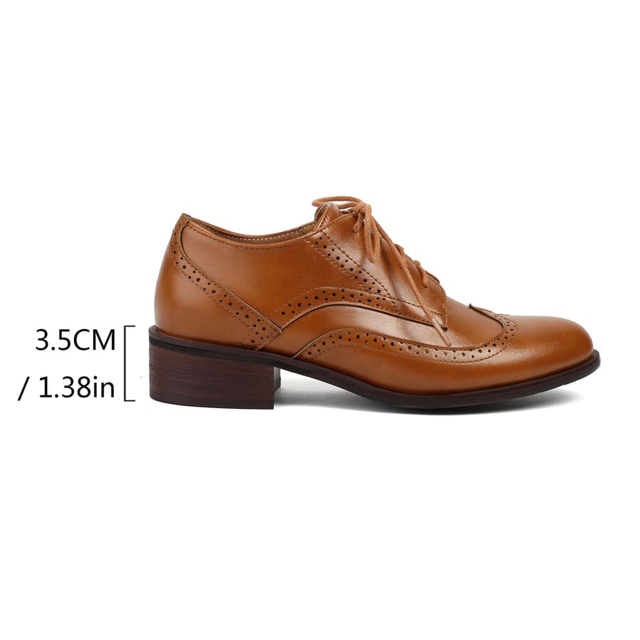 Vintage Lace-Up Block Heel Oxford Shoes for Women