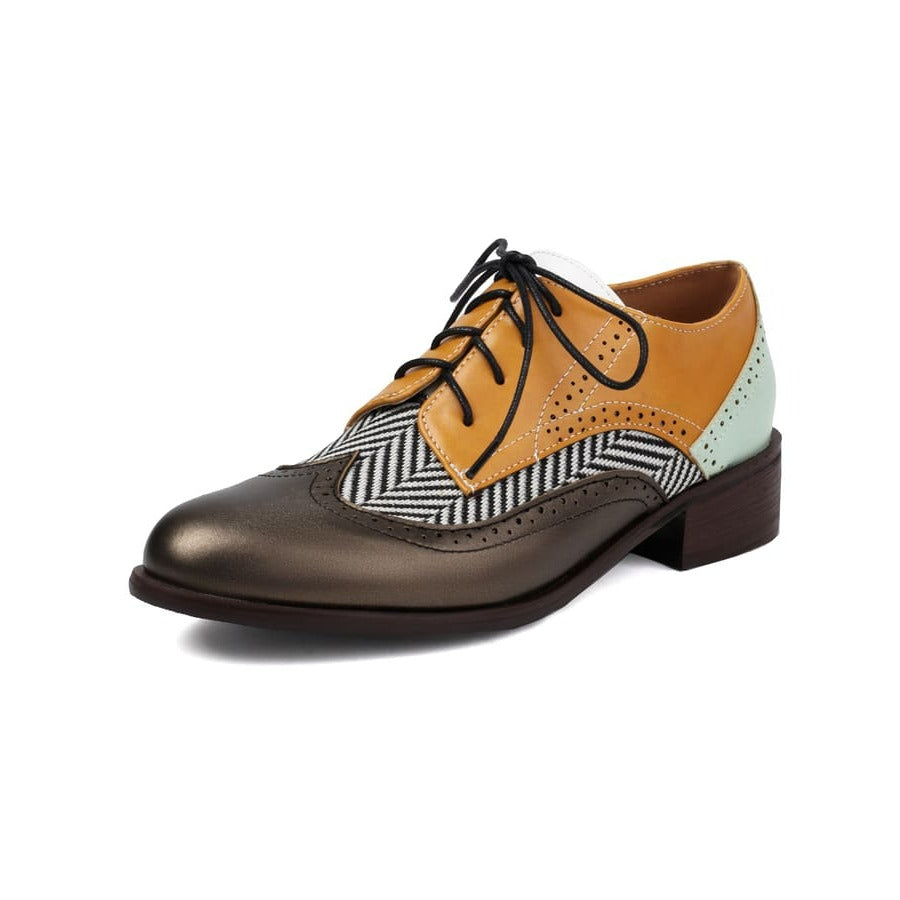 Vintage Lace-Up Block Heel Oxford Shoes for Women
