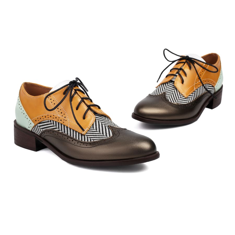 Vintage Lace-Up Block Heel Oxford Shoes for Women