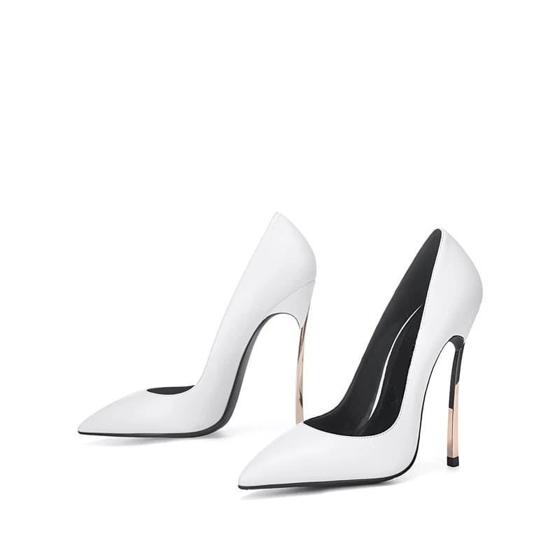 White Vegan High Heels Pointy Toe Stiletto Heel Pumps 2