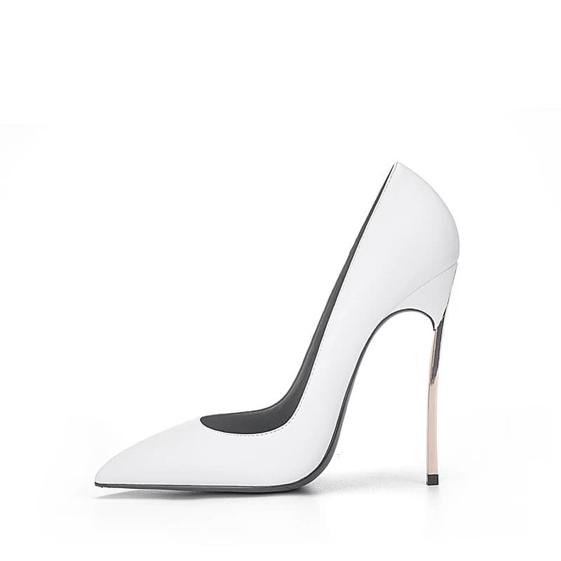 White Vegan High Heels Pointy Toe Stiletto Heel Pumps 3