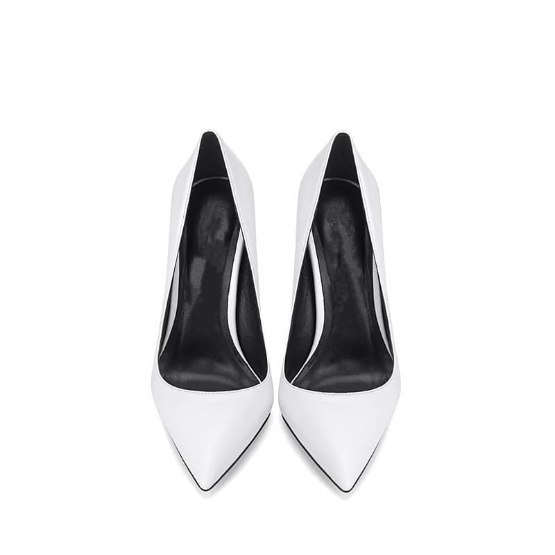 White Vegan High Heels Pointy Toe Stiletto Heel Pumps 4