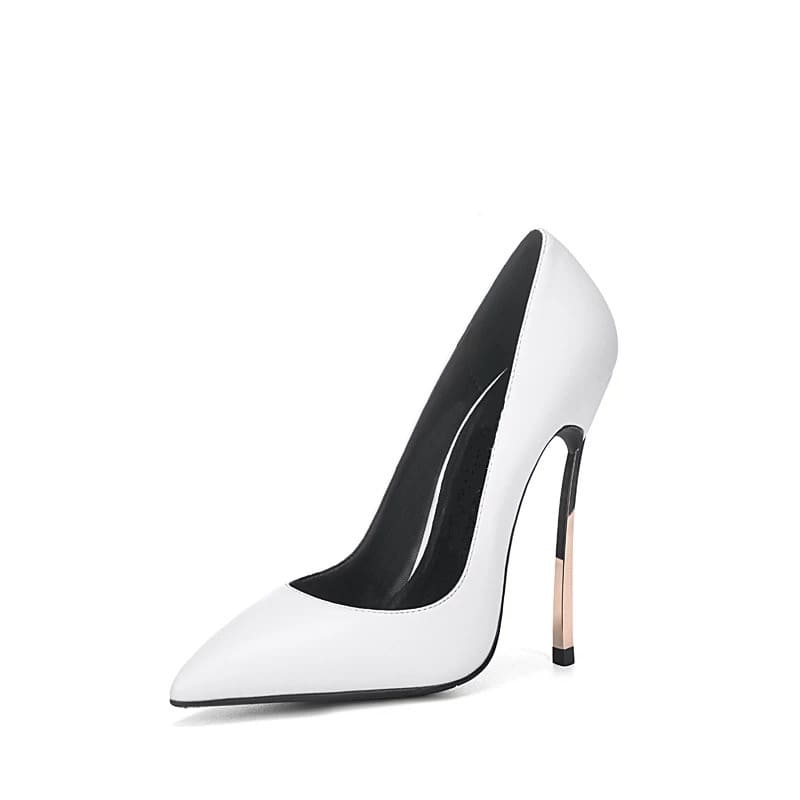 White Vegan High Heels Pointy Toe Stiletto Heel Pumps 5