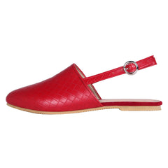 Woven Closed Toe Flat Slingback Red Sandals for Women