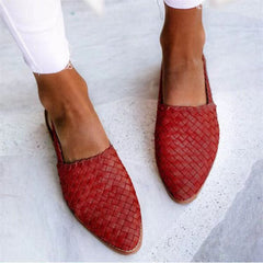 Woven Closed Toe Flat Slingback Red Sandals for Women