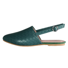Woven Closed Toe Green Slingback Flat Sandals Women
