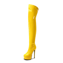 Braune Stiefel mit spitzer Spitze und Stilettoabsatz und Steinmuster
